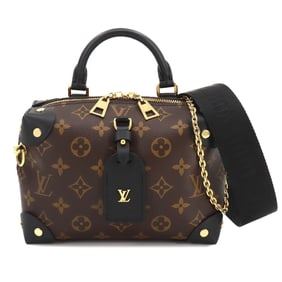 LOUIS VUITTON Monogram Macassar Petite Mal Souple Shoulder Bag Leather Brown Black M45571 RFID