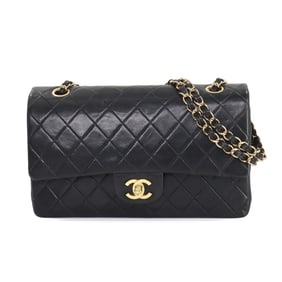 CHANEL Matelasse 25 Chain Shoulder Bag Leather Black A01112 Gold Hardware