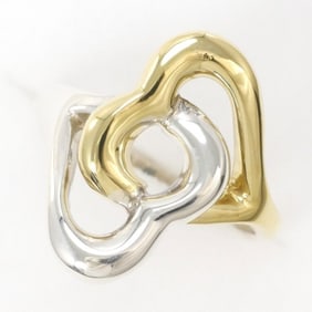 Tiffany Double Heart K18YG Silver Ring Total weight approx. 3.7g