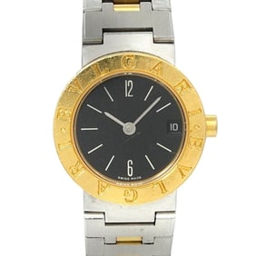 BVLGARI Combi BB23SGD Ladies Watch Date Black K18YG Yellow Gold Quartz