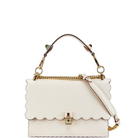 FENDI Canai Chain Handbag Shoulder Bag 8BT283 Beige Leather Women's