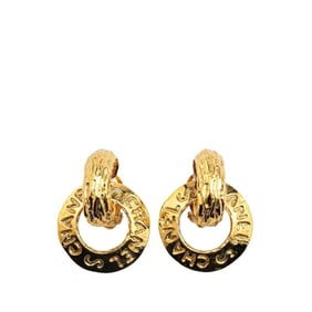 Chanel Round Circle Swing Earrings Gold Plated Women's CHANEL