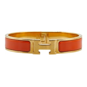 Hermes Click-Clack H PM Bangle Gold Orange Plated Women's HERMES