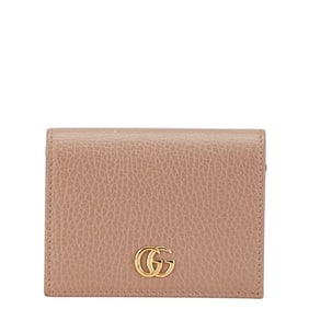Gucci GG Marmont Bi-fold Wallet 456126 Beige Leather Women's GUCCI