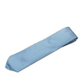 Hermes tie light blue white silk men's HERMES