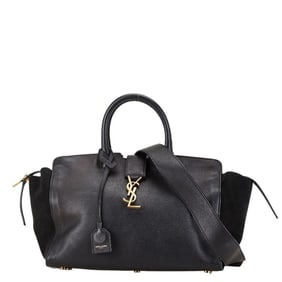 Saint Laurent YSL Downtown Cabas Handbag Shoulder Bag 436832 Black Leather Suede Women's SAINT