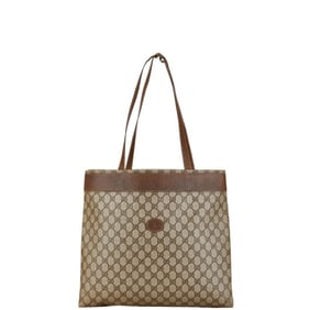 Gucci GG Plus Tote Bag 41.02.109 Beige Brown PVC Leather Women's GUCCI