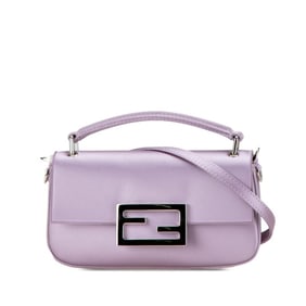 FENDI Bucket Phone Pouch Handbag Shoulder Bag 7AS142 Purple Silk Leather Women's