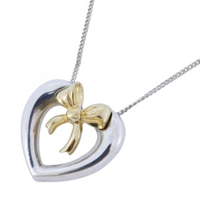 Tiffany Heart Ribbon Necklace in 18K Yellow Gold and 925 Sterling Silver for Women