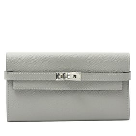 Hermes Hermès Women's Kelly Wallet, Long Epsom Leather, Gray, X Stamp (2016)