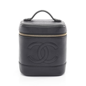 CHANEL Coco Mark Handbag, Leather Calfskin (Cowhide), Women's, Black, A01998