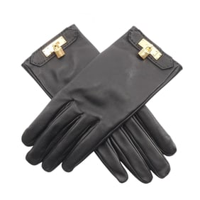 Hermes Kelly Gloves, Leather, Women's, Black