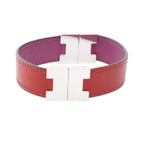 Hermes Hermès Lurie bracelet, stainless steel and leather, available in silver, red, purple.