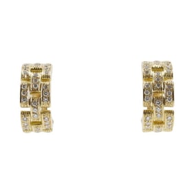 Cartier Maillon Panthère earrings in 3-row pave 18K yellow gold with diamonds, approximately 13.6g.