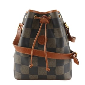 Fendi Pecan Check PVC and Leather Shoulder Bag, Brown, Women's Purse, M200425023