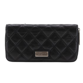 CHANEL Paris New York Line Long Wallet, Matelasse Lambskin, Black, Snap Button, Line, Women's