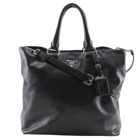 Prada PRADA Tote Bag WS7654 Leather Black A4 Logo Women's