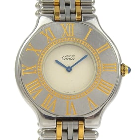 Cartier Must 21 Vantianne LM W10050F4 Stainless Steel Watch with Silver/Gold Quartz Movement, Analog