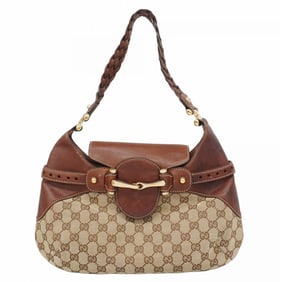 Gucci GG Canvas Horsebit Shoulder Bag 137592 Brown Women's