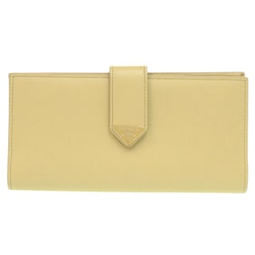 Prada 1MV025 Triangle Logo Leather Yellow Long Wallet 0615 PRADA