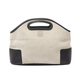 LOEWE Anagram Handbag, Suede Leather, Women's, Beige, Black