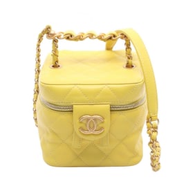 CHANEL Matelasse Shoulder Bag, Leather, Women's, Yellow