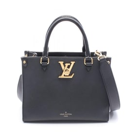 Louis Vuitton Lock & Go Shoulder Bag in Grained Calfskin Leather, Black, M22311