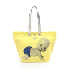 Vivienne Westwood Utility Small Shopper Tote Bag, Canvas and Leather, Women's, Yellow, Silver, Navy,