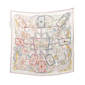 Hermes Hermès Carré 70 Dame de Coeu Silk Scarf for Women, White, Multicolor, H983959