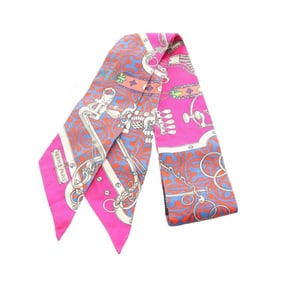 Hermes Hermès MORS et Gourmettes REMIX Twilly Silk Scarf for Women in Multicolored Pink