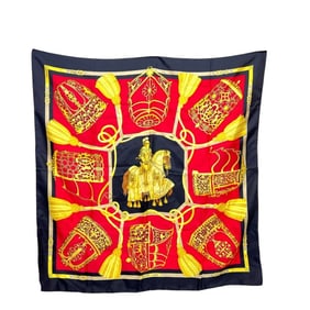 HERMES Carré 90 LES MUSEROLLES Noseband Scarf Silk Women's Black