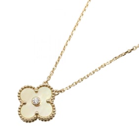 Van Cleef & Arpels Vintage Alhambra Necklace in 18K Yellow Gold with Diamonds and Mother-of-Pearl.