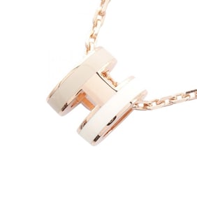 Hermes Hermès MINI POP H Necklace, Gold-Plated, Women's, White, and Beige