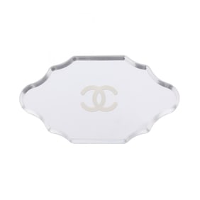 Chanel Coco Mark Mirror Brooch, Stainless Steel and Plastic, Women's, Silver