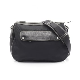 Prada shoulder bag, nylon and leather, women's, black