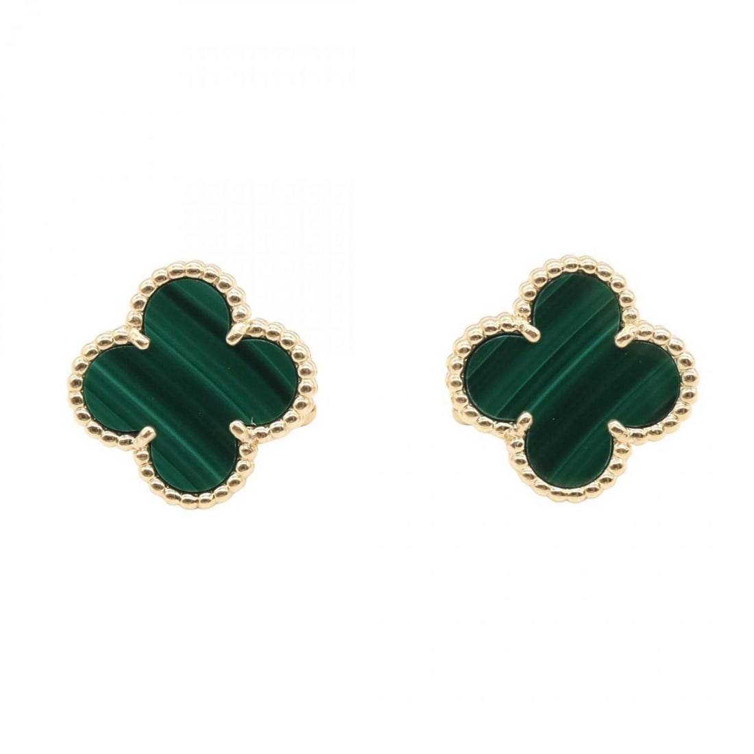 Van Cleef & Arpels Vintage Alhambra Malachite Earrings in 18K Yellow Gold (VCARO3QL00) - Women's,: --- Catalog ---Category: SizeSize (HxWxD): 15.00mm x 15.00mm / 0.59'' x 0.59''Category: DesignType: Stud earringsColor: Gold, GreenGender: WomenMaterial: Yellow gold (18K)Category: GeneralMPN: VCARO3Q