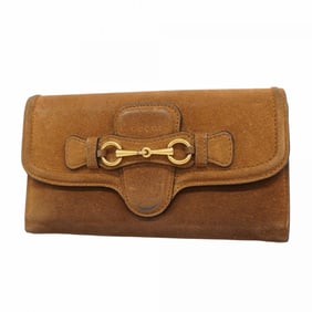 Gucci Horsebit Long Wallet 382274 Suede Brown Women's