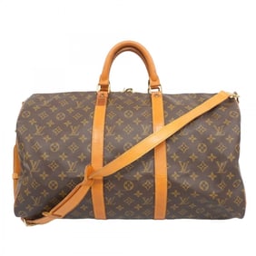 Louis Vuitton Monogram Keepall Bandouliere 50 Boston Bag M41416 Brown Men's and Women's