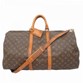 Louis Vuitton Monogram Keepall Bandouliere 55 Boston Bag M41414 Brown Men's and Women's