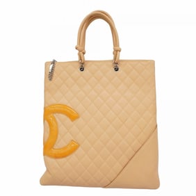 Chanel Cambon Tote Bag, Beige Lambskin, Women's