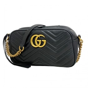 Gucci GG Marmont Shoulder Bag 447632 Leather Black Women's