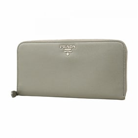 Prada Saffiano Leather Long Wallet, Gray, Men's and Women's