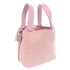 Hermès Picotin Lock Micro Lucky Daisy Handbag in Swift Leather, Mauve Sylvestre Silver Hardware, U