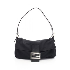 Fendi Mamma Bucket Handbag, Leather and Fabric, Women's, Black, 26424