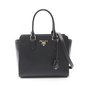 Prada Saffiano + Soft Calf Handbag, Leather, Women's, Black, 1BA113