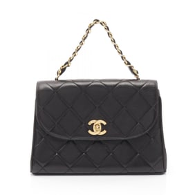 CHANEL Matelasse Handbag, Lambskin Leather, Women's, Black