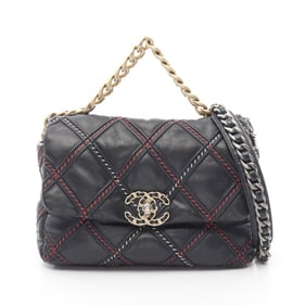 CHANEL 19 Disneuf Matelasse Shoulder Bag in Lambskin, Navy Blue, AS1160