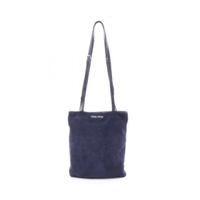 Miu Miu Miu shoulder bag, suede, women's, navy, 5BG011