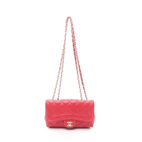 CHANEL Matelasse Shoulder Bag, Lambskin Leather, Women's, Red, A93936