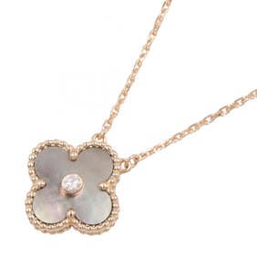 Van Cleef & Arpels Vintage Alhambra Black Shell Necklace (1PD) in 18K Pink Gold with Diamonds.